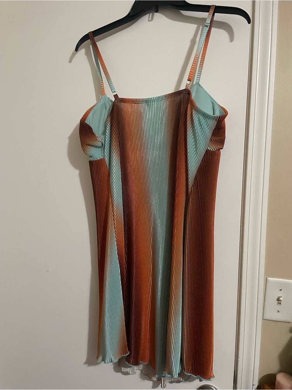 Teal & Rust Pleated Slip Dress - Picture 5 of 8